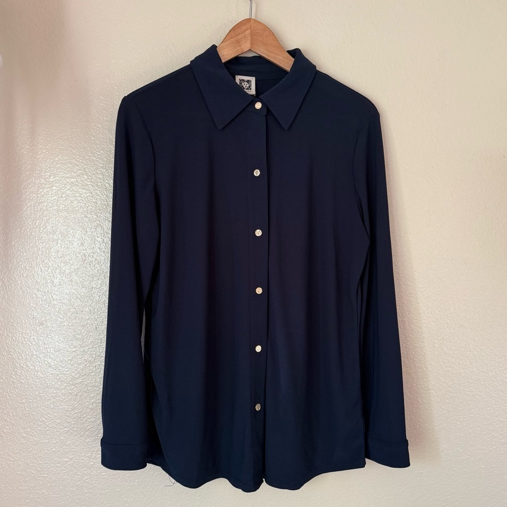 ❇️Anne Klein Dark Blue Button Front Blouse 2 for $22❇️